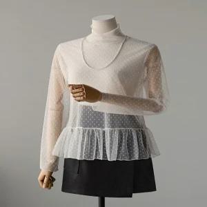 [잇수다랩] 다벳 도트 프릴 블라우스