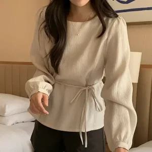 [코코블랑] [코코메이드]앰버 리보닝 퍼프 블라우스