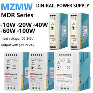 MZMW 12V 24V DIN 레일 스위칭 전원 공급 장치 MDR-10W 20W 40W 60W 100W 산업용 미니 소형 호환 SMPS 스위