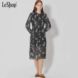 르샵 플라워 프린트 허리스트링 원피스