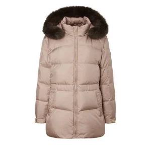 닥스 골프 여성 여자 우먼스 프리미엄 세피아 폭스 후드티 후드 후디 티셔츠 상의 트리밍 패딩 자켓 점퍼