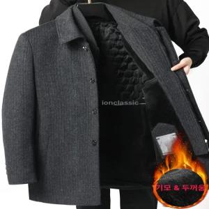 남성 반코트 겨울 정장 하프 캐주얼 기모 중년