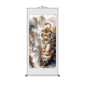 샤크팡 그림 두루마리 재물 수묵화 개업 족자 행운 0402 호랑이 140X58 80X30CM