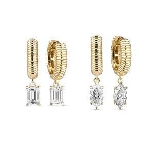 [도로시] 18k 스트링 팬시컷 랩 다이아몬드 5부 링귀걸이(2type)