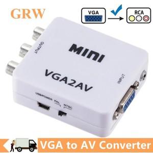 VGA to AV 변환기 HD 1080P RCA/AV 어댑터 3.5mm 오디오 출력 RCA 비디오 PC 컴퓨터 노트북 TV 용