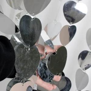 비즈발 실버견고한 하트 10m 구슬발 인테리어 파티