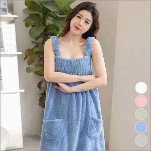 샤워가운 여자 홈웨어 밴딩 원피스형 홈가운 스커트