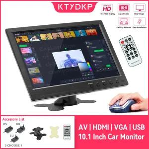 KTYDKP 10.1 자동차 모니터 LCD HD 디지털 화면 HDMI VGA USB BNC AV 2 채널 비디오 입력 보안 모니터 트럭