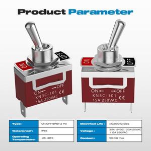 2Pcs 해양 방수 토글 스위치 12V DC 30A 헤비 듀티 250V AC 15A SPST 2 핀 ON Off (비바람에 견디는 부츠