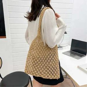 [하프클럽/]그물 짜임 펀칭 패턴 휴가룩 비치아이템 숄더백