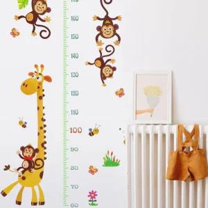 신장계 아이방 키재기 키측정 기록 시트지 기린과 원숭이