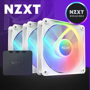 [국내정품] NZXT F120 RGB CORE 120mm 컴퓨터 쿨링팬 화이트 3팩+컨트롤러