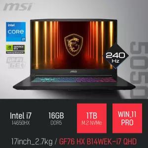 ⓒ MSI 소드 GF76 HX B14WEK-i7 QHD 16GB 1TB WIN11 / 17인치 사무 편집 고성능 게임 캐드 AI 노트북