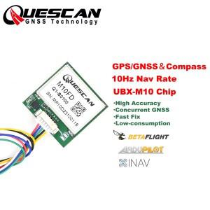 QUESCAN M10FD 10Hz FPV 드론 GPS GNSS 모듈(나침반 비행 컨트롤러 포함) GLONASS Galileo BeiDou UBX+NMEA