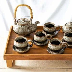 이천도자기 KQ27XY11 이중시유 5인 주전자 찻잔 세트 선물용