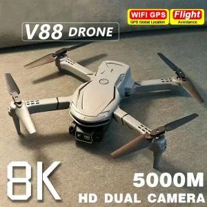 HD 미니 V88 드론 8K 5G GPS 전문 항공 촬영 원격 제어 항공기 HD 듀얼 카메라 쿼드콥터 장난감 UAV