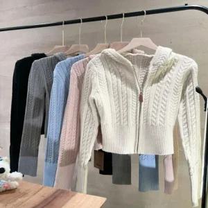 [라일리여성의류] Rly 여성 5컬러 소프트 파스텔 후드 니트 집업가디건