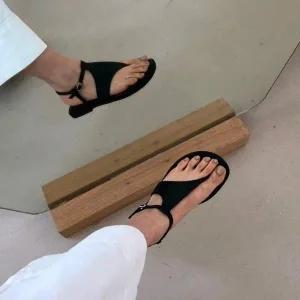 통굽 앵글 빅사이즈 스트랩샌들 여름샌들 스트랩 힐 (WEF04C4)