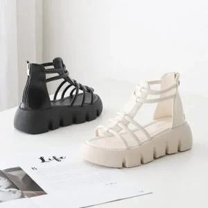 스트랩 끈샌들 플랫 빅사이즈 가을 앵글 힐 여자샌들 (WEF09CB)