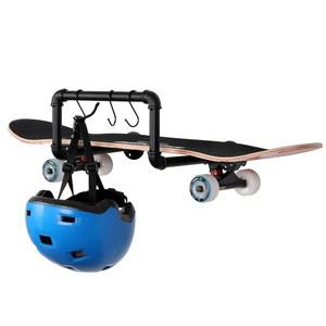 마이 기프트 월 장착 산업용 블랙 메탈 파이프 스케이트보드 디스플레이 랙, 3개의 S-훅이 있는 걸이식 롱보드 홀더