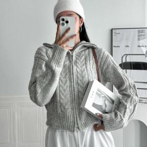 여자 꽈배기 크롭 가을 가디건