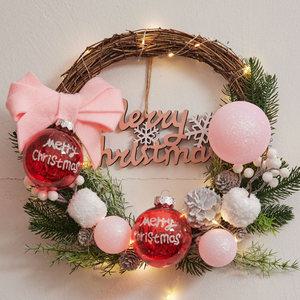 아스파시아 델리치아리본 크리스마스 리스+전구세트