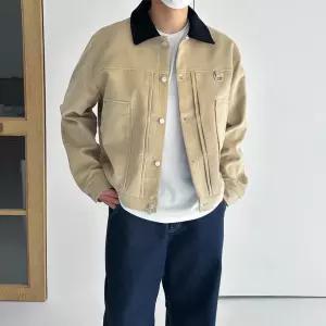 [쿼터]남자 오버핏 골덴 코듀로이 배색 크롭 워크 자켓 3온스 누빔 버전 추가