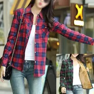 [NS홈쇼핑]LN 기모 융털 체크 여성 셔츠 남방 블라우스[35364953]