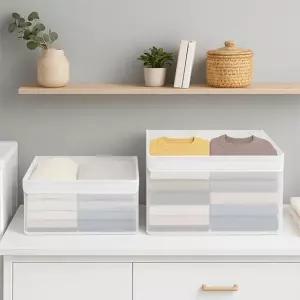 1+1 접이식 옷 의류 수납 펜트리 정리함 보관함 PVC 리빙박스 중대형
