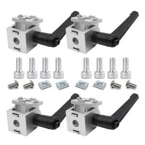 BLCCLOY 4 20 시리즈 20/20 2040 V T 슬롯 압출 알루미늄 프로파일 하드웨어 커넥터용 손잡이가 있는 블랙 2020 피벗 힌지 회전 각도 브래킷 설정