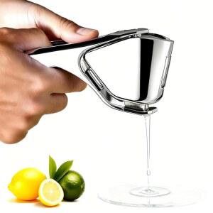 스타카스 레몬 압착기, 스테인리스 스틸 착즙기, 핸드 수동 시트러스 휴대용 압착 라임 오렌지(실버)