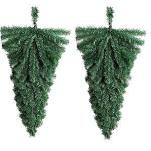 알고도 크리스마스 스웨그 2Pcs 스웨그, 18인치 인조 그린 티어드롭 도어 홀리데이 맨틀 벽난로 장식용 핑크색 크림색