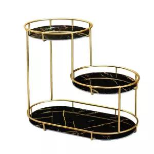 VIVARE 북유럽 철제 대리석 3단 화장품 정리대 트레이 수납 인테리어