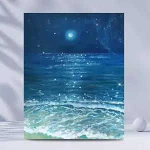 명화 유화 그리기 별과 캔버스 디지털 세트 바다 풍경