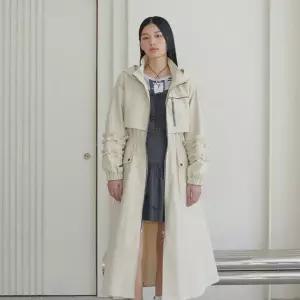 [롯데백화점]에고이스트 소매 러플 디테일 허리 밴딩 집업 코트 (ER1WC260)