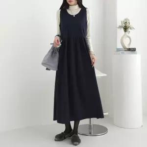 백스 코듀로이 셔링 레이어드 조끼 원피스_BDOP151