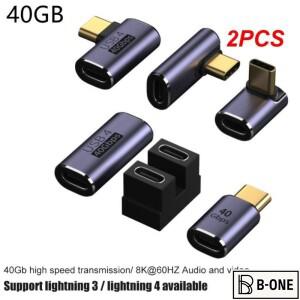 2PCS 직각 USB 유형 C 어댑터 4 케이블 40Gbps 익스텐더 8K 비디오 디스플레이 Thunderbolt 4/3 허브 모바