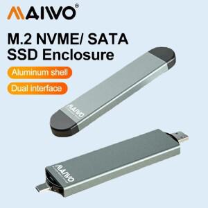 마이워 M.2 NVMe SATA SSD 케이스 2-in-1 듀얼 프로토콜 10Gbps USB C 3.2 Gen 2 외장 하드 드라이브 (NVMe