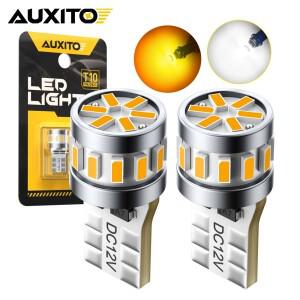 AUXITO 2개 Canbus T10 W5W LED 자동차 라이트 5W5 194 168 전구 실내 지도 돔 오류 없음 계기판 램프 황색