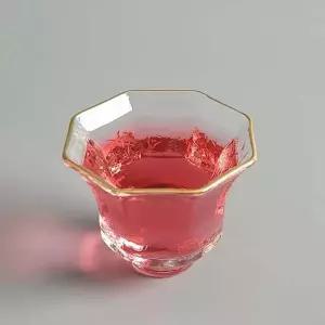 골드테두리 RT56TU84 팔각 유리찻잔 다기잔 40ml (80013A)