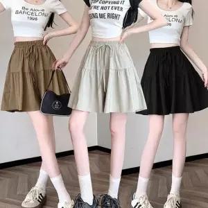 여자 통 넓은 치마 치마바지 반바지 플레어 바지 밴딩