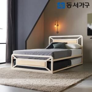 동서가구 유로밍 멀바우 편백나무 히든형 이층 가족침대 Q+Q  매트미포함) DF640075