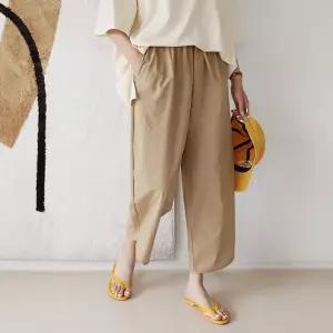 [하프클럽/]바스락 코튼 통 배기팬츠