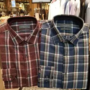 [란체티](하남점) 헤링본짜임의 겨울기모 슬림핏 긴소매셔츠 2종/LRW1022BL외WI