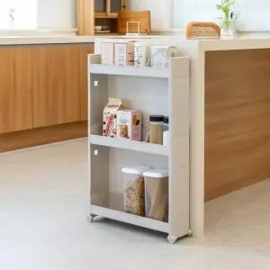 창신리빙 NEW슬림 틈새선반13cm 3단 이동식 트롤리