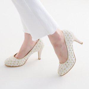 [니나스파리]골드라인 콤비 웨딩 펌프스