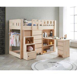 [자르파라]소나무원목 옷장책상수납장 안전가드 벙커침대(3색) 아이들 주니어 딸방 학생방