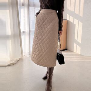 [유어하젤] 롤라 패딩 밴딩 H라인 롱스커트_W3050