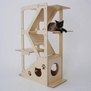 원목 4단 냥이 놀이터 4층 캣타워 I97521 고양이숨숨집