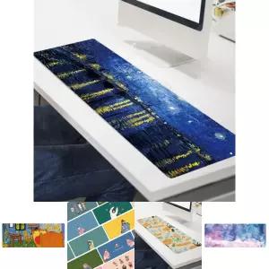 아트 유화 마우스 장패드(80x30cm) (별밤)/예쁜/그림/명화/와이드/키보드/깔판/깔개/데스크/매트/롱패드